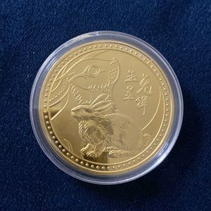 Chinese Year of the Rabbit Souvenir Gold colored coin Sahara casino Las Vegas